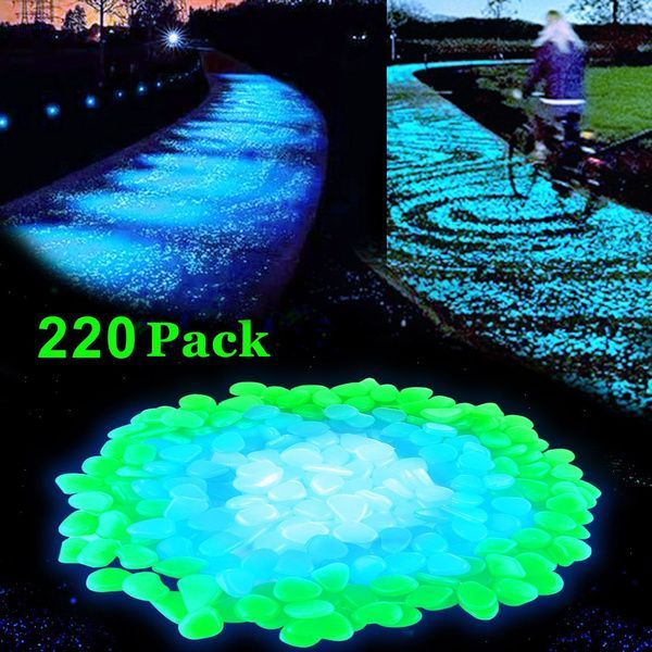 220 Pcs Glow In The Dark Garden Pebbles Glow Stones Rocks For Walkways ... intended for Pure Garden Garden Stones, 200 Count Glowing Pebbles, Green