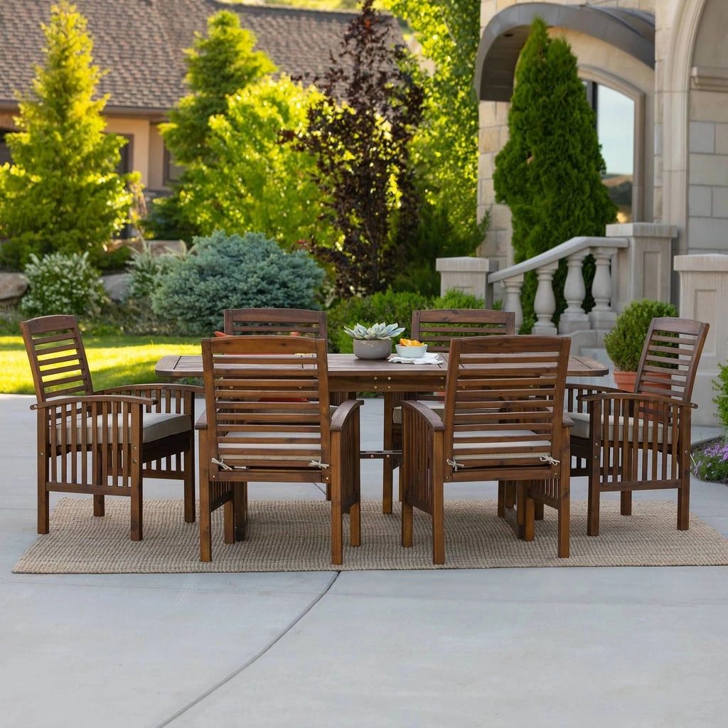 Acacia Wood Patio Dining Set With Cushions | Best Outdoor Furniture At Target | 2020 | Popsugar ... regarding Atrani Natural Acacia Wood Outdoor Furniture Collection
