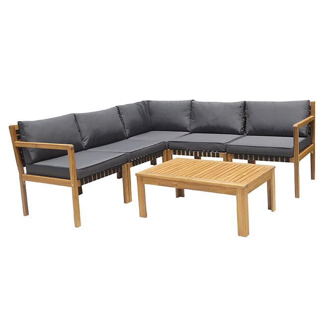 Acacia Wood Patio Set - Sao Paulo - Natural/Black - 5 Places 41-970 | Rona within Sustainable Style Exploring the Eco-Friendly Aspects of Atrani Furniture