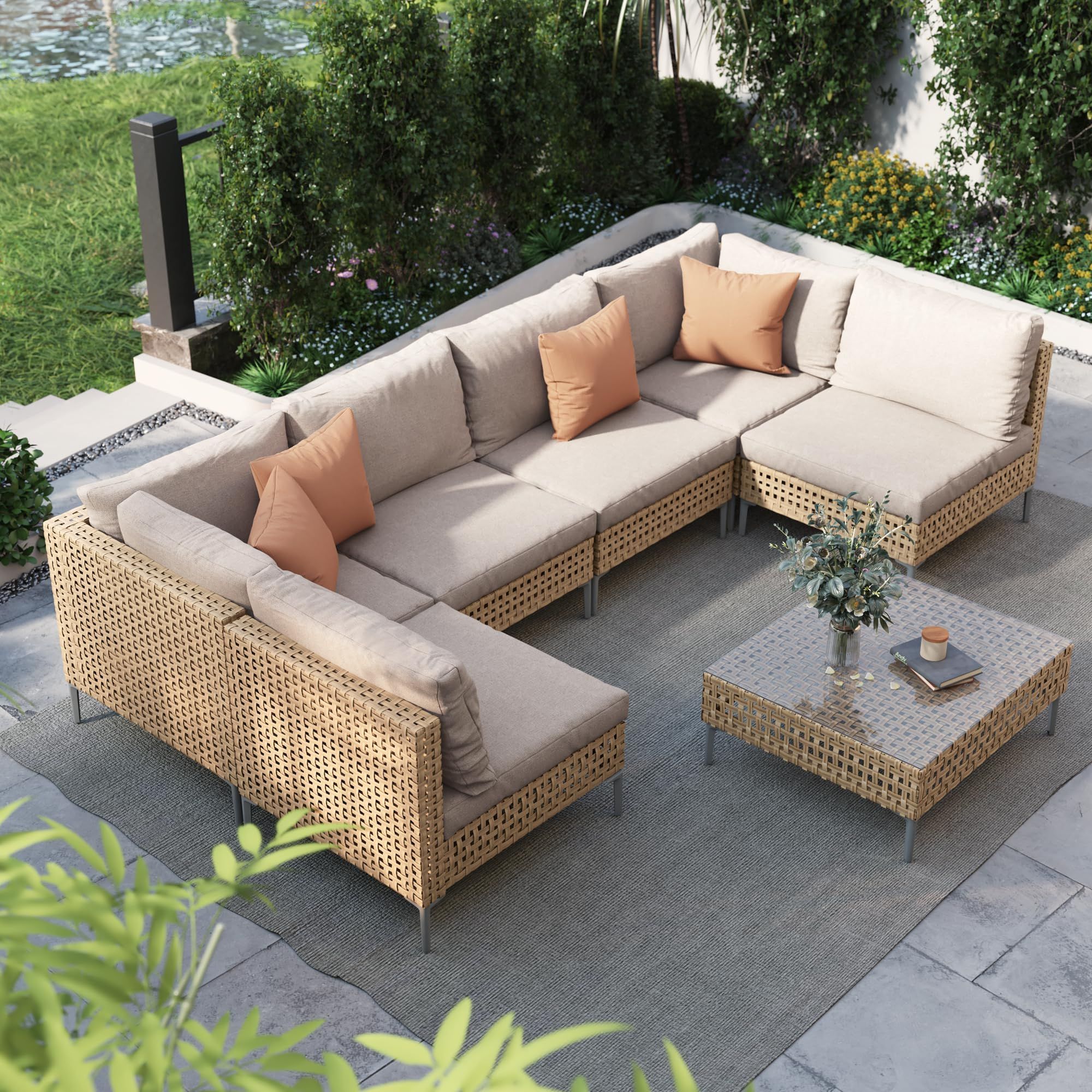 Amazon.com: Grand Patio 4-Piece Outdoor Furniture Set For 8, Aluminum ... intended for Creating the Perfect Outdoor Oasis with Segovia 4 Piece Furniture