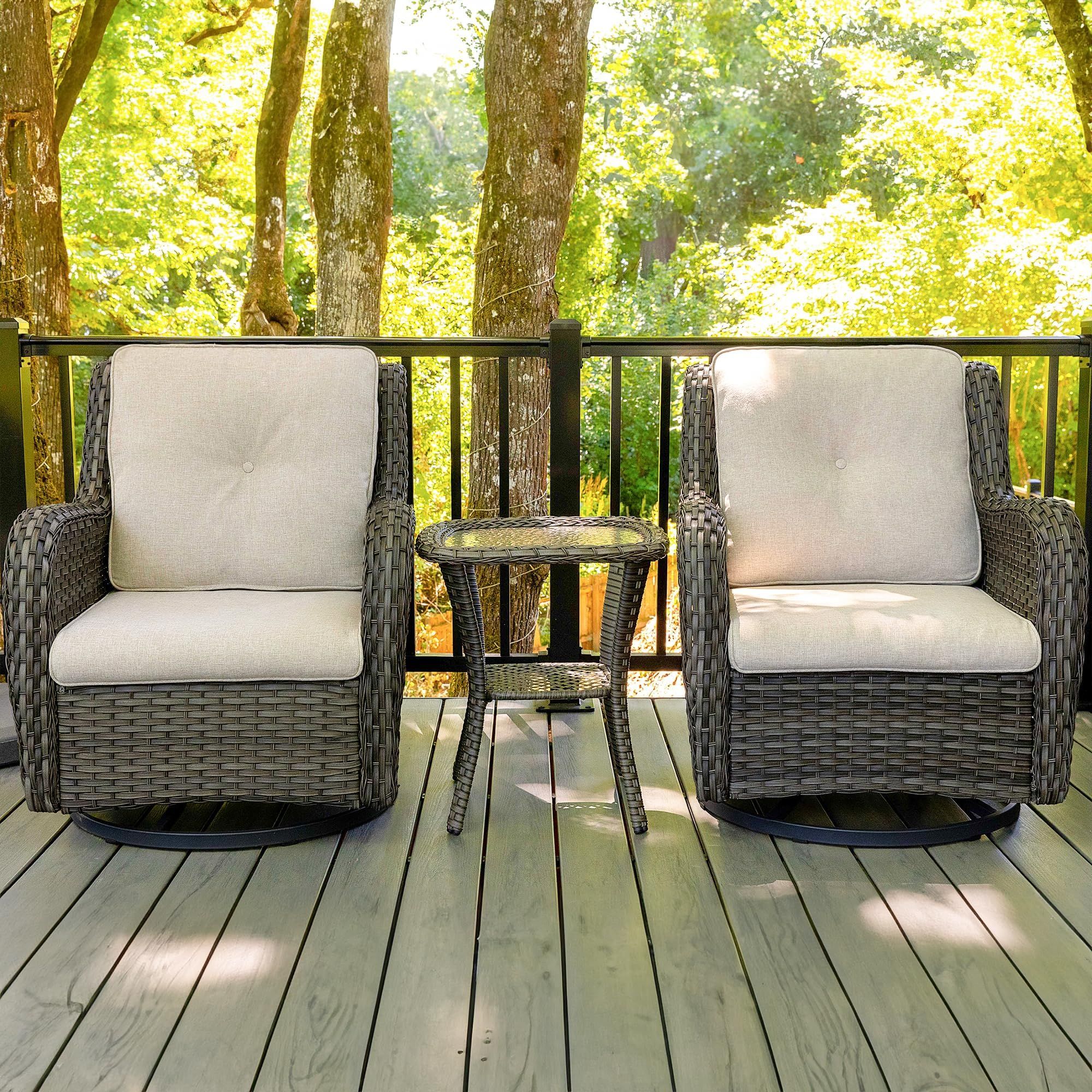 Amazon.com: Joyside Outdoor 360 Degree Swivel Rocker Patio Chairs Sets Of 2 And Matching Side ... intended for A Deep Dive into the Features of the Keola Swivel Chair Furniture