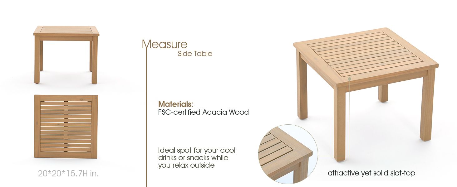 Amazon.com: Sunsitt Patio Set 3 Piece Acacia Wood Outdoor Patio Furniture Set Fsc Certified ... regarding Cabrillo Acacia Wood And Rope 3 Piece Outdoor Furniture Set
