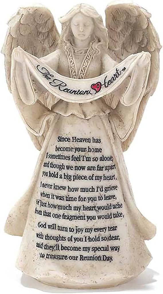 Amazon.com: The Reunion Heart In Memory Resin Stone 6 Inch Angel ... with regard to Heart Stepping Stone Inspiration Ideas for Personalized Gardens
