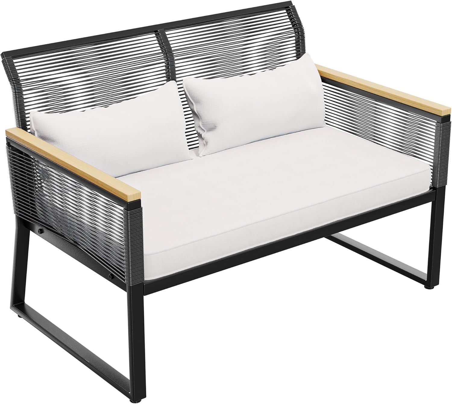 Amazon.com: Yitahome Patio Furniture Wicker Outdoor Loveseat, All Weather Rattan Conversation ... intended for Santa Fe Terracotta All Weather Wicker Diamond Outdoor Chair