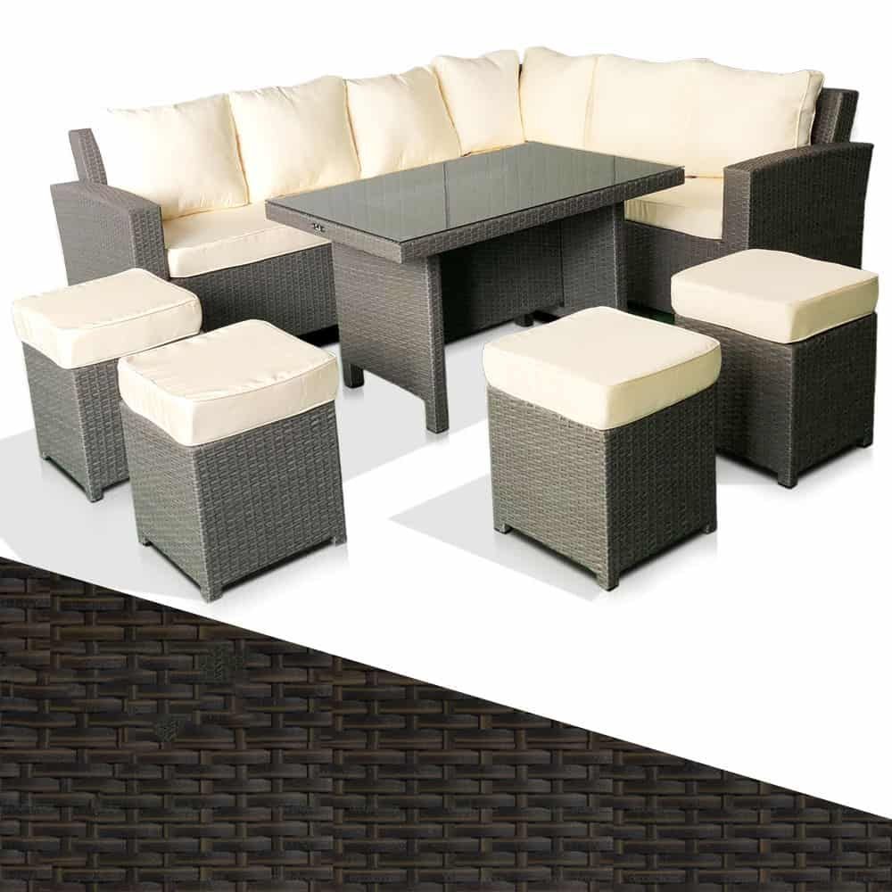 Andorra Rattan Corner Sofa | 10 Seater Garden Furniture | Dublin for Andorra Reversible Modular Outdoor Sofa With Table