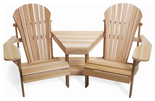 Athena Corner Tete-A-Tete Adirondack 3-Piece Patio Set - Traditional - Adirondack Chairs - By ... in Slatted Wood Adirondack 3 Piece Outdoor Furniture Set