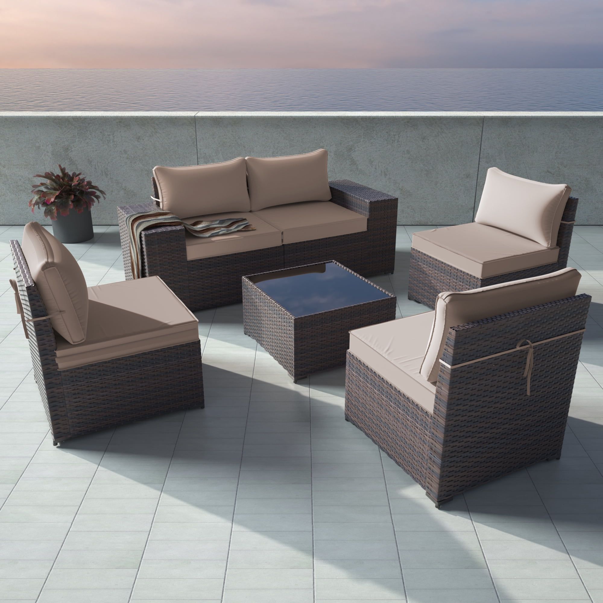 Buy Alaulm Outdoor Furniture Sets 6 Piece Patio Sectional Furniture All-Weather Outdoor Patio ... throughout Segovia Set Secrets Maximizing Your Outdoor Living Experience