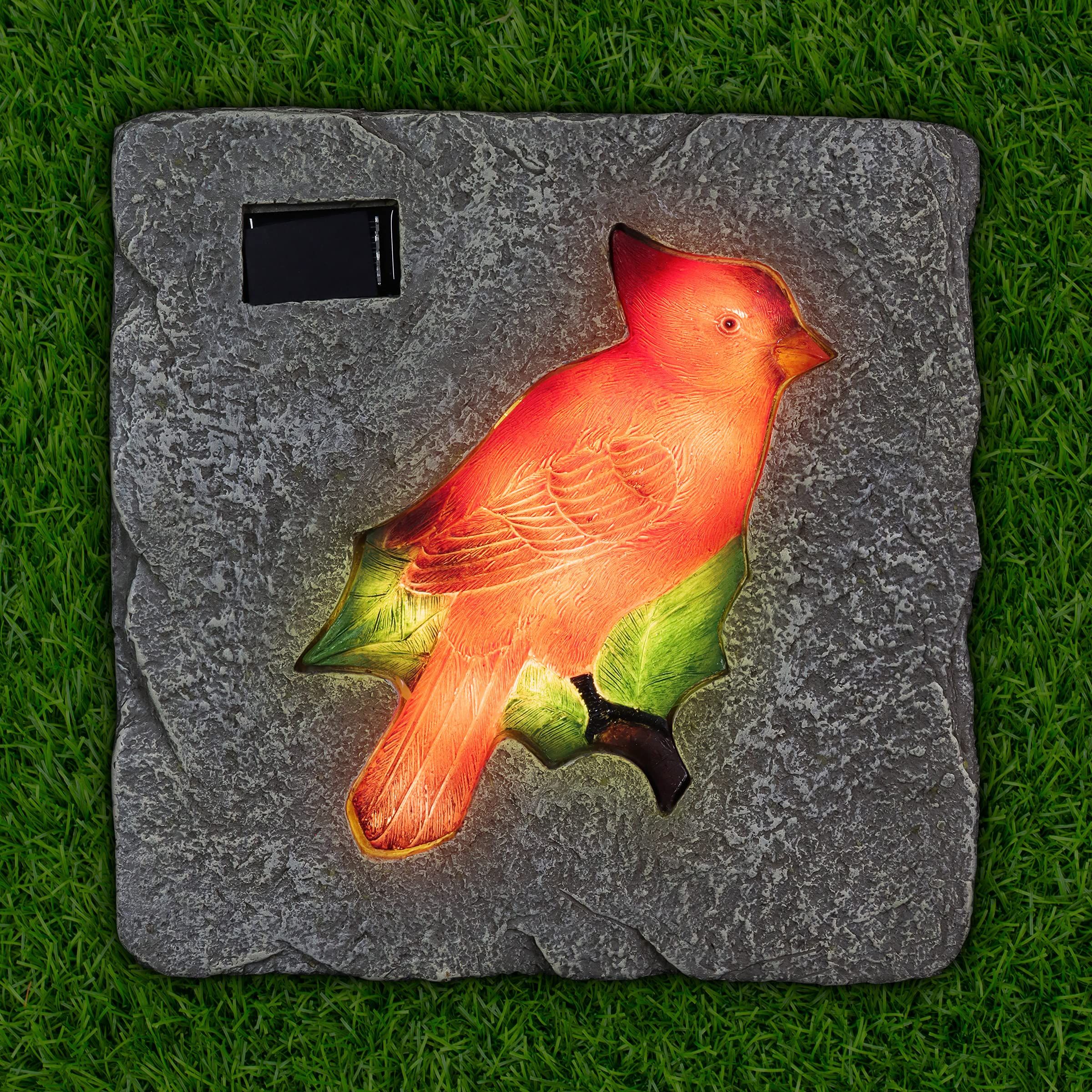 Buy Exhart Red Cardinal Garden Stepping Stone - Solar Powered Large ... intended for Cardinals Appear Stepping Stone, Resin