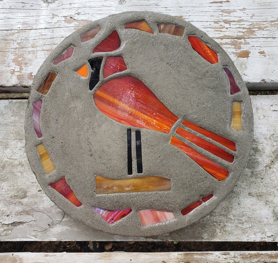 Cardinal Stepping Stone 14 Solid Concrete Stained | Etsy with Elevating Your Home Decor with Cardinals Appear Stepping Stone Resin Design Ideas