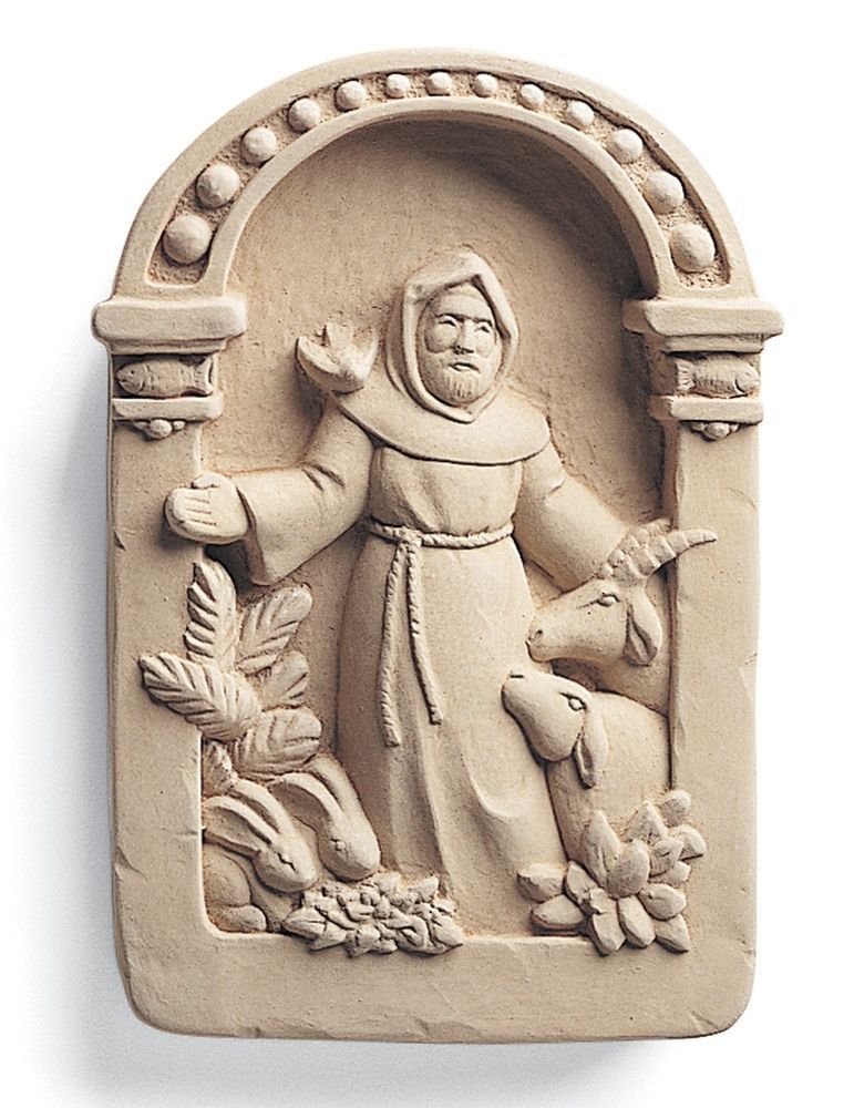 Carruth Studios St. Francis Plaque / Cast Sculpture Natural Stone ... in St. Francis Plaque Mold