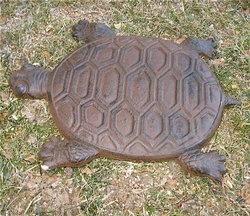 Cast Iron Turtle Stepping Stones.. | Cast Iron Rust, Unique Garden Art ... with Decorative Cast Iron Yard And Garden Stepping Stone, Turtle, Rust Brown
