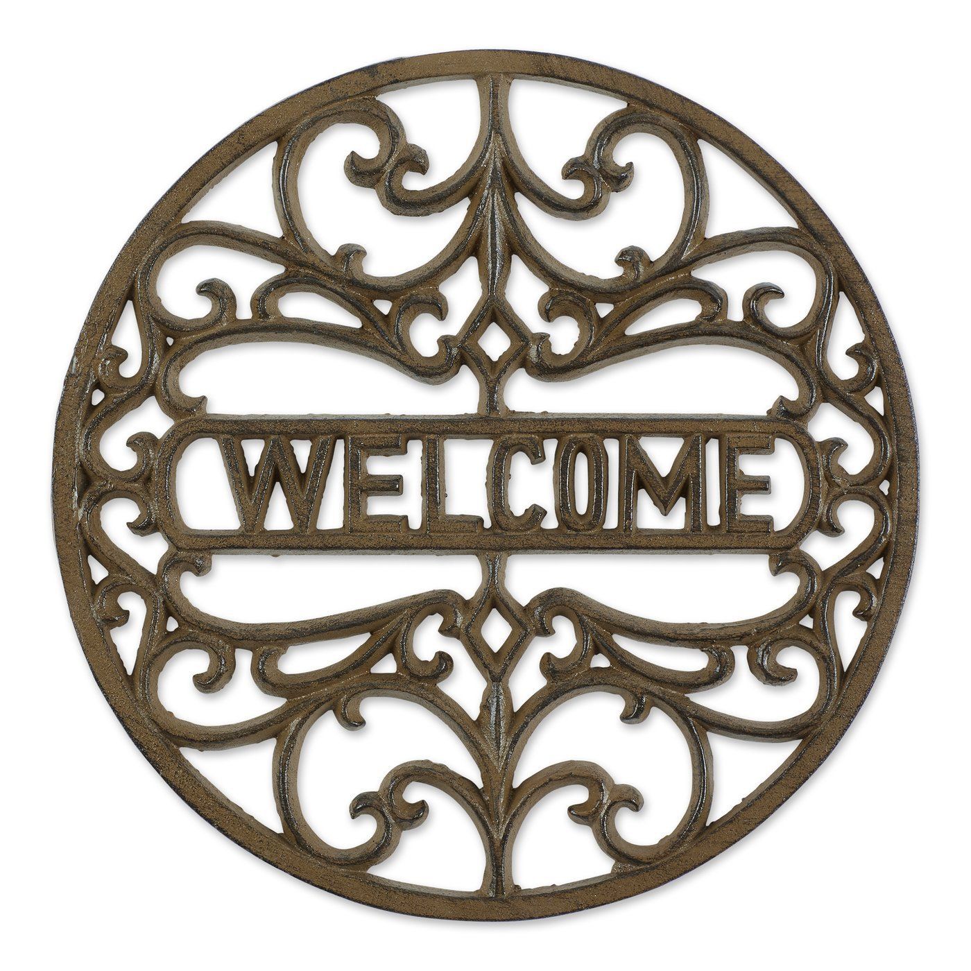 Cast Iron Welcome Stepping Stone within Decorative Welcome Stepping Stone, Footprints On Brick, Cast Iron 10.75"