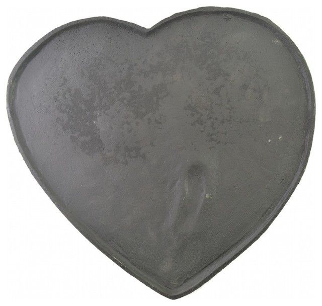 Cast Iron Yard And Garden Stepping Stone, Heart And Foot Prints ... with Pair Of Cast Iron Yard And Garden Stepping Stones, Human Foot Prints, Rust Brown