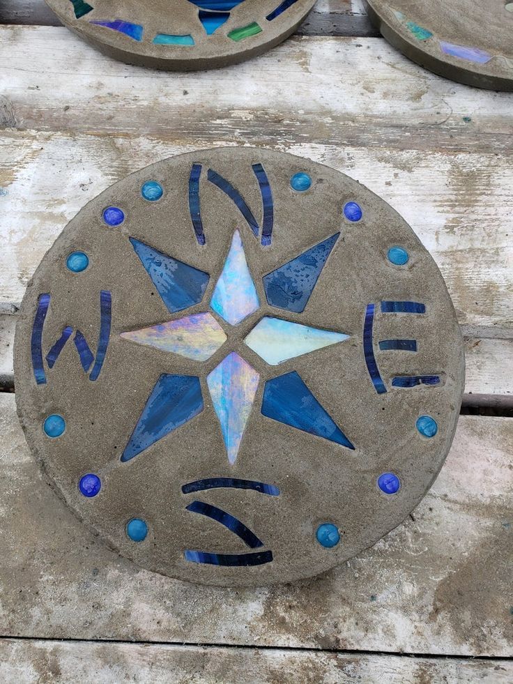 Compass Rose Stepping Stone 14 Solid Concrete Stained | Etsy | Stained ... with regard to A Step by Step Guide Crafting Your First Compass Rose Stepping Stone