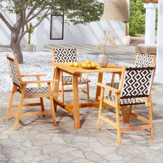 Corbin Small Acacia Wood 5 Piece Garden Dining Set In Natural | Furniture In Fashion for Atrani Natural Acacia Wood 5 Piece Outdoor Furniture Set