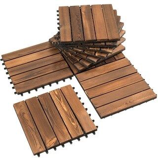 Costway 11 Pcs 12'' X 12'' Interlocking Wood Deck Tiles Patio Pavers ... intended for Costway 20Pcs 12'' X 12'' Acacia Wood Deck Patio Pavers Stripe Pattern