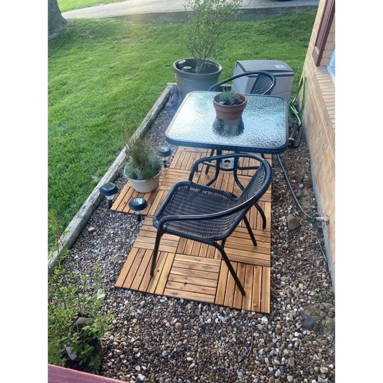 Costway 20Pcs 12'' X 12'' Acacia Wood Deck Patio Pavers Stripe - Bed ... intended for Costway 20Pcs 12'' X 12'' Acacia Wood Deck Patio Pavers Stripe Pattern