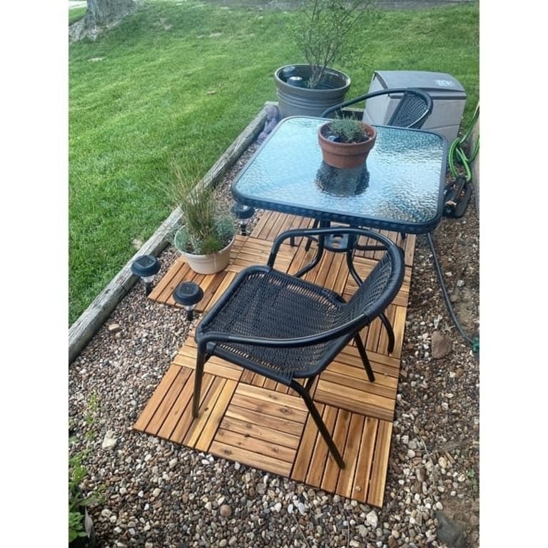 Costway 20Pcs 12'' X 12'' Acacia Wood Deck Patio Pavers Stripe - Bed ... regarding Acacia Wood Deck Pavers vs Other Options Making the Right Choice
