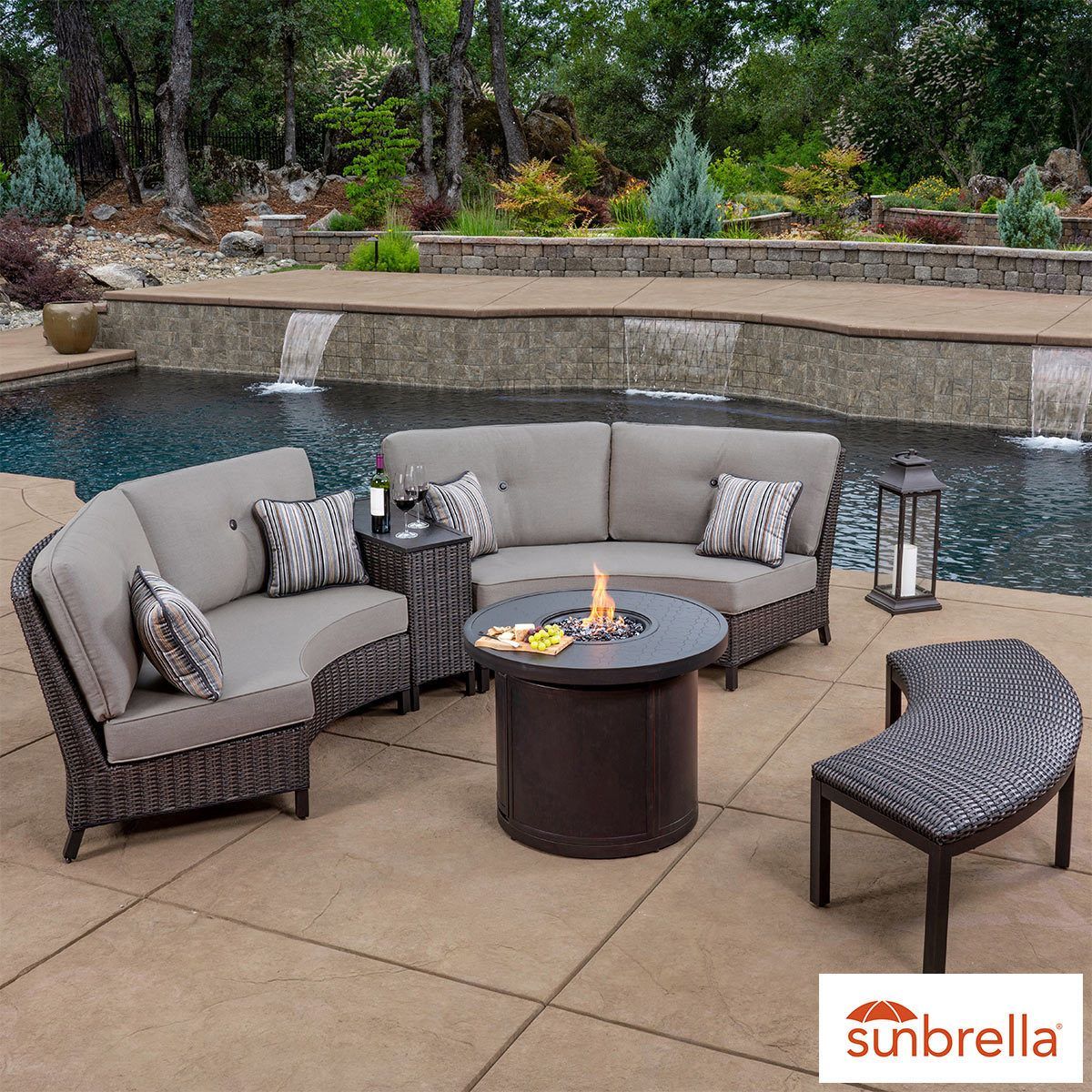 Curved Patio Set With Fire Pit - Patio Ideas in Andorra 5 Piece Modular Outdoor Sectional Set With Curved Ottoman
