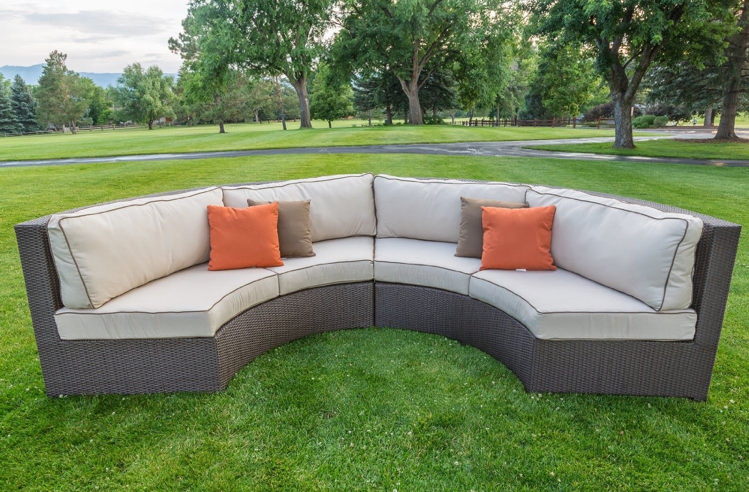 Curved Sofa Couch For Sale: Curved Outdoor Sectional Sofa pertaining to Andorra 5 Piece Modular Outdoor Sectional Set With Curved Ottoman
