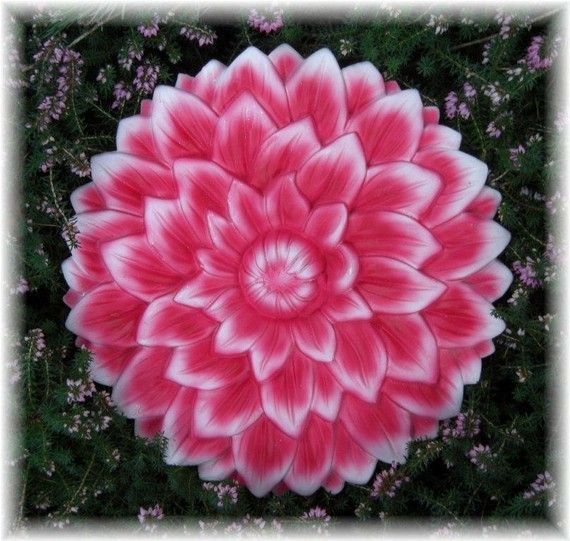 Dahlia Plastic Mold To Make Concrete Or Cement Stepping Stone Or Plaque ... with Dahlia Stepping Stone Mold