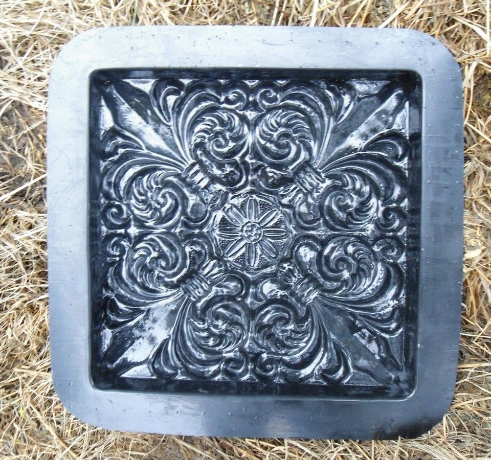 Fleur De Lis Stepping Stone Mold Plaster Concrete Mould 12" X 12" X 1. ... for Fleur De Lis Stepping Stone Mold