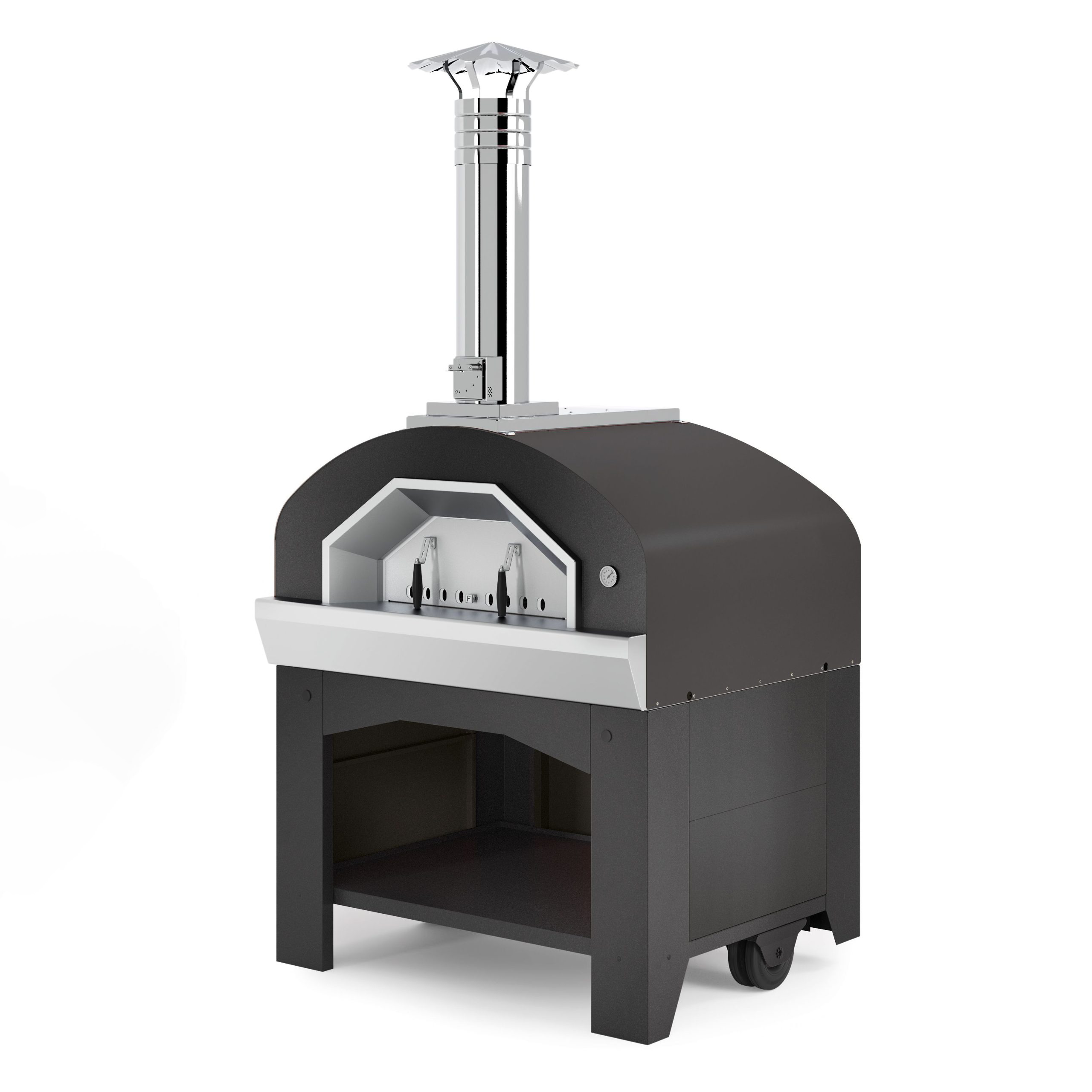 Fontana Prometeo Commercial Wood Fired Pizza Oven With Cart - Fontana ... regarding Wood Or Gas Burning Outdoor Pizza Oven With Accessories, Stainless Steel