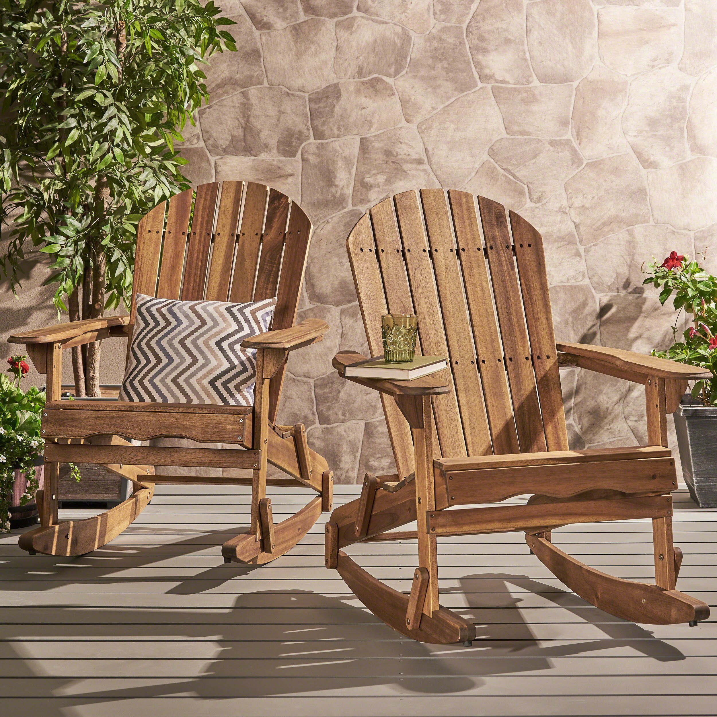 Great Deal Furniture Estelle Outdoor Natural Finish Acacia Wood ... within Choosing the Right Wood for Your Adirondack Rocking Chair Set A Comprehensive Guide