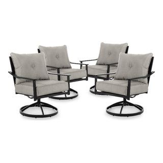 Greemotion Segovia 4-Piece Outdoor Black Metal Dining Swivel Chairs - Outdoor Dining Chairs - By ... intended for Elevating Your Patio Experience How the Segovia Set and Swivel Chairs Can Transform Your Outdoor Living