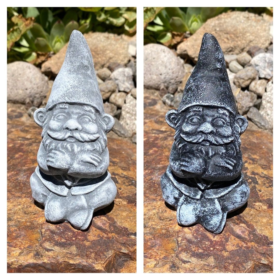 Handmade Garden Gnome Cement Statue - Etsy throughout Set Of 2 Silly Garden Gnome Cement Stepping Stones 10.25 Inch Diameter