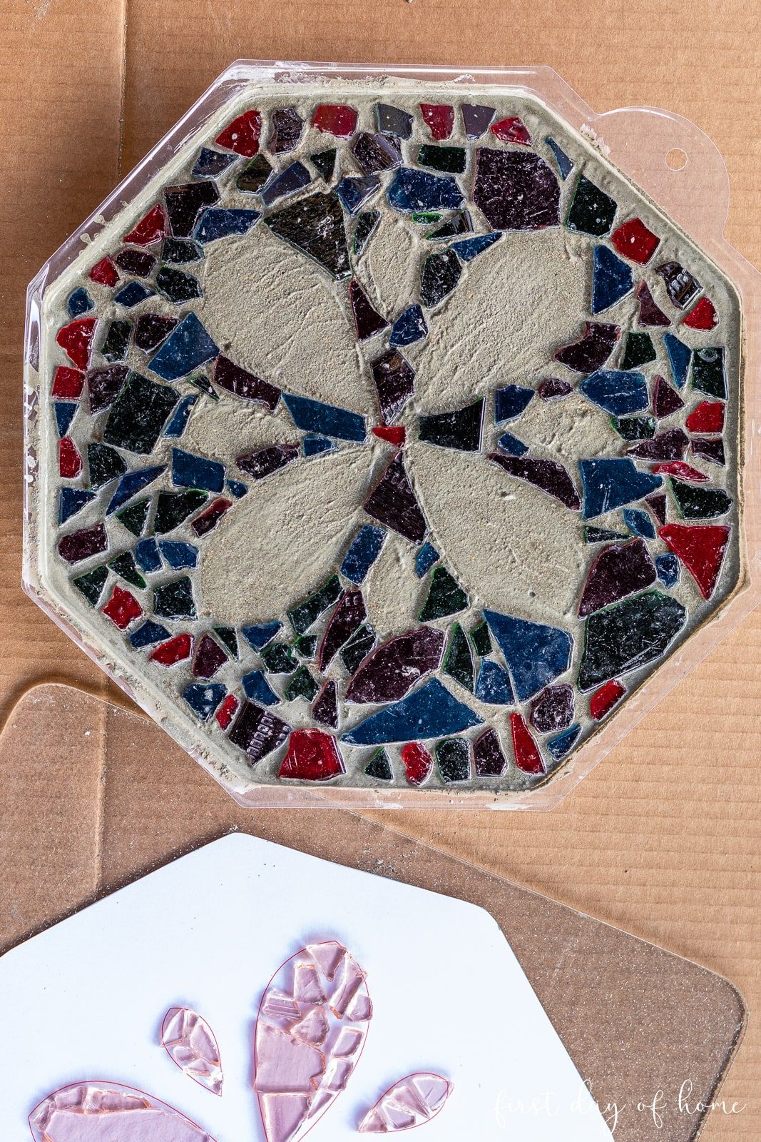 How To Make Beautiful Diy Mosaic Stepping Stones intended for Dahlia Stepping Stone Mold