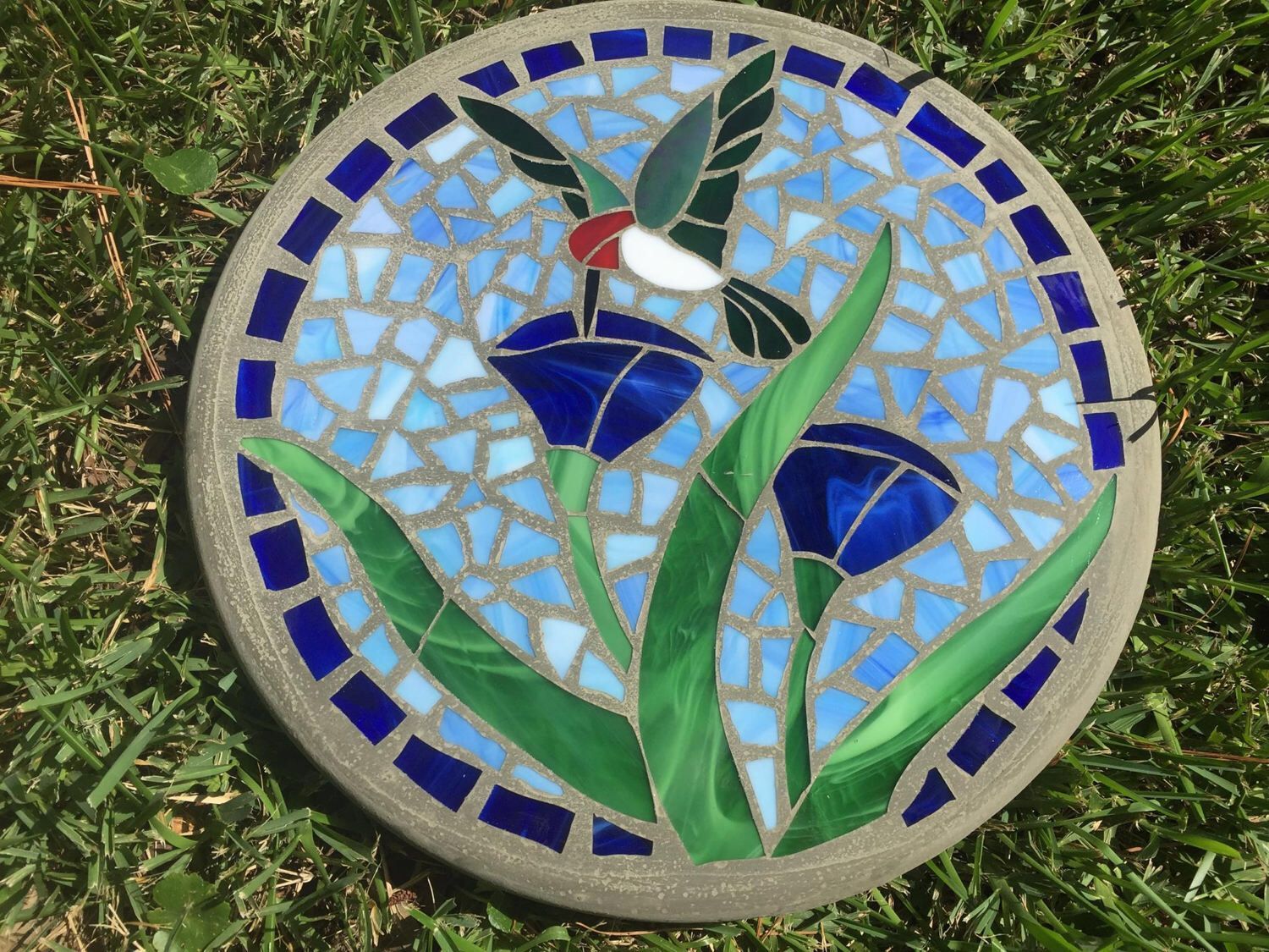 Hummingbird In Bloom 2 Stepping Stone Mosaic - Handmade Stained Glass ... for From Plain Concrete to Soaring Art Mastering Bird in Flight Designs