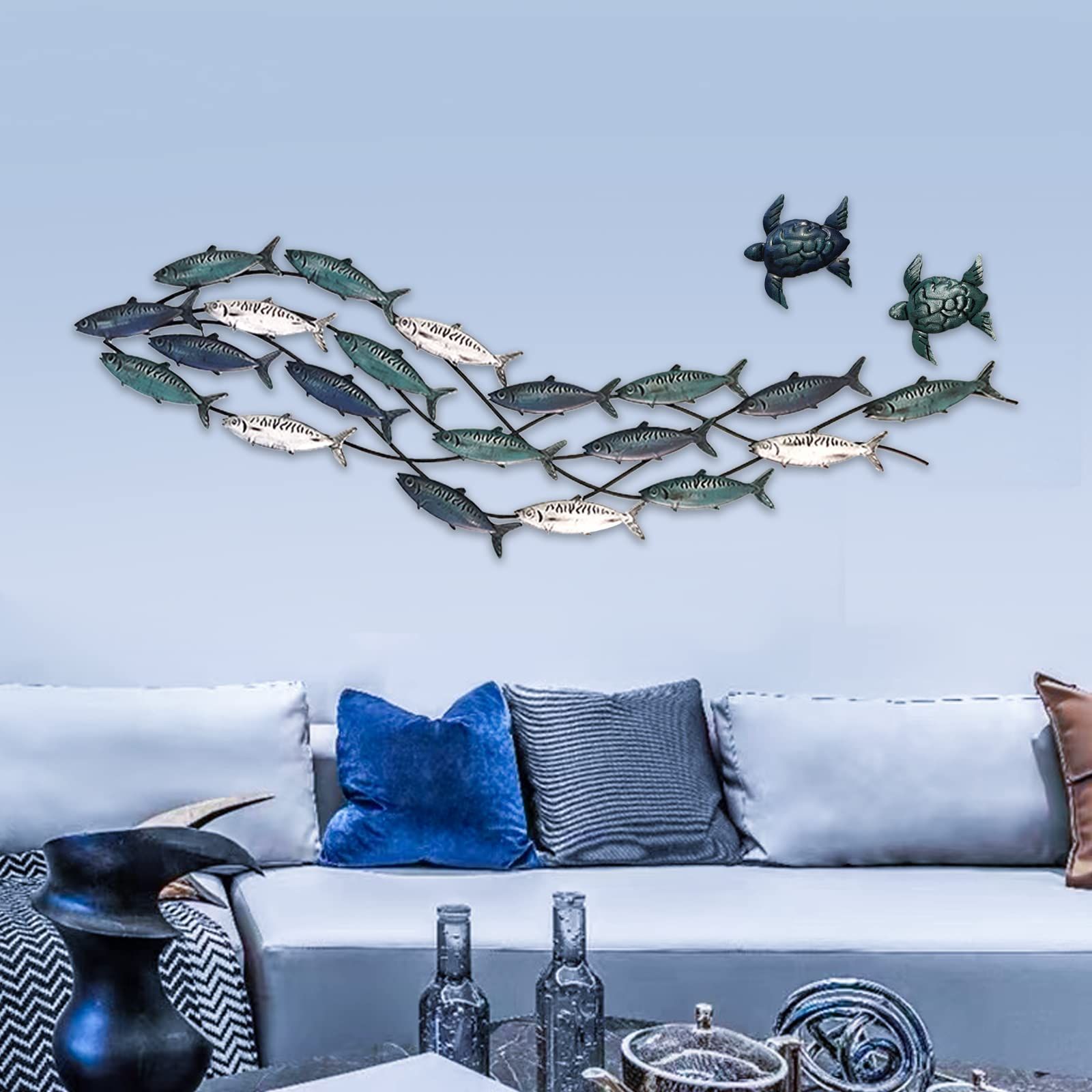 Lhzzwtf Coastal Metal Fish Wall Decor,Modern Marine Metal Wall Art ... inside Creating Coastal Havens Exploring Beach-Themed Garden Art