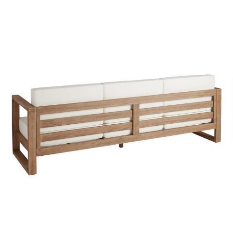 Light Brown Eucalyptus Segovia 3 Seater Outdoor Bench | World Market regarding Expert Tips for Maintaining the Segovia Light Brown Eucalyptus Outdoor Couch