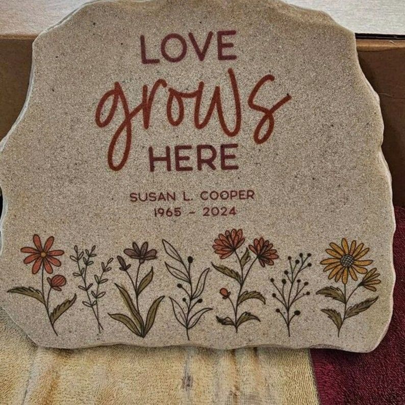 Love Blooms Here Personalized Standing Garden Stone/Garden Decoration ... in Beyond Decoration Exploring the Symbolic Meaning of Garden Stones with 'Love Blooms Here