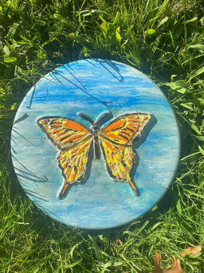 Lovely Butterfly Concrete Stepping Stone | Backyard Stone Art inside Butterfly Stepping Stone
