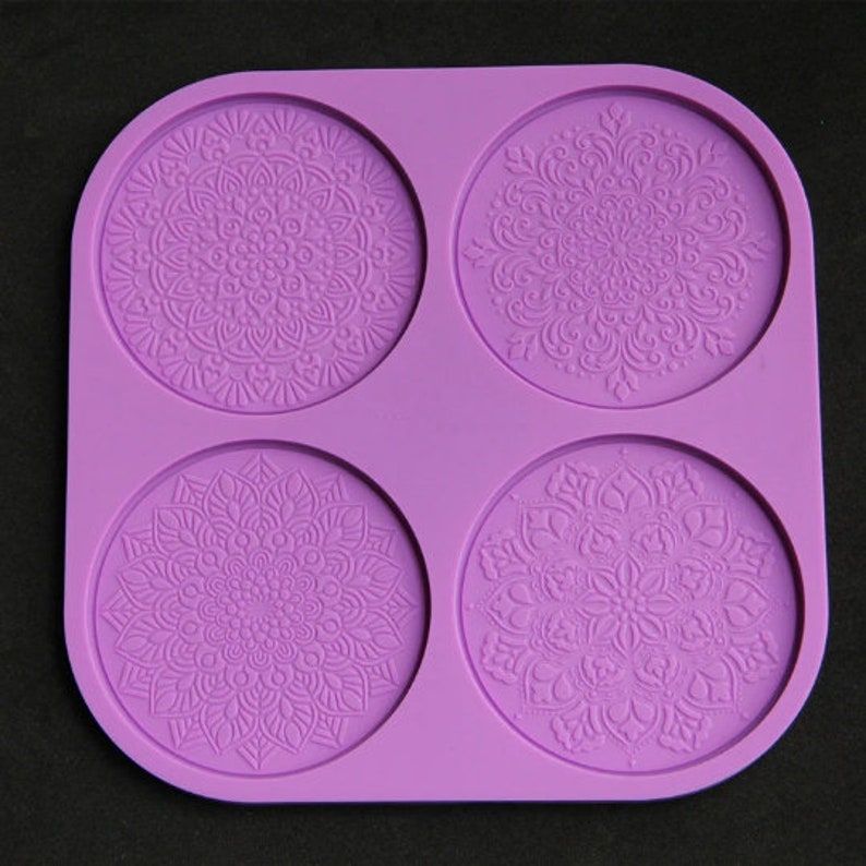 Mandala Flower Coaster Molds Concrete Resin Coaster Mold | Etsy regarding Flower Mandala Stepping Stone Mold