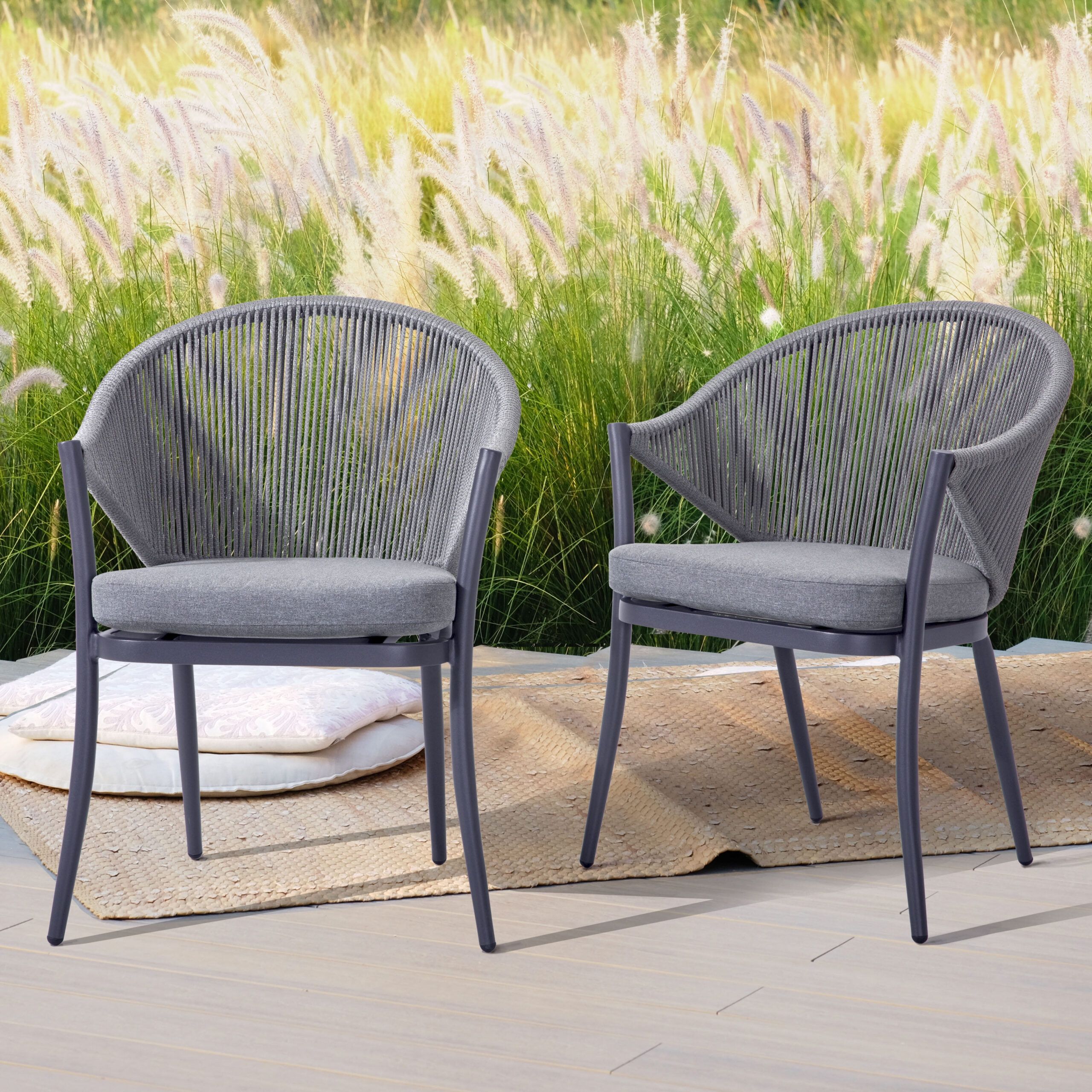 Metal Garden Chairs The Range At Sharlene Burcham Blog throughout Lanah Nautical Rope And Metal Outdoor Stacking Chair Set Of 2