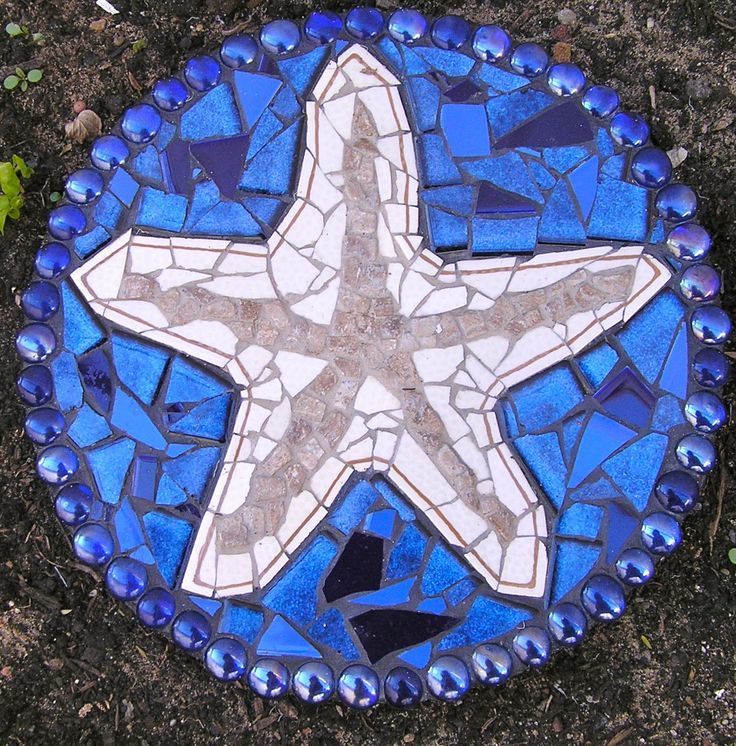 Mosaic Starfish Stepping Stone.. I Used A Store Bought Cement Stepping ... pertaining to Transforming Your Landscape with the Charm of Starfish Flip Flops Stepping Stones