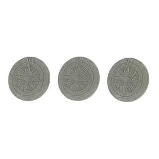 Nautical Compass Rose Design Gray Cement Stepping Stones (Set Of 3 ... intended for Crafting Outdoor Elegance with Natural Gray Cement Stepping Stones