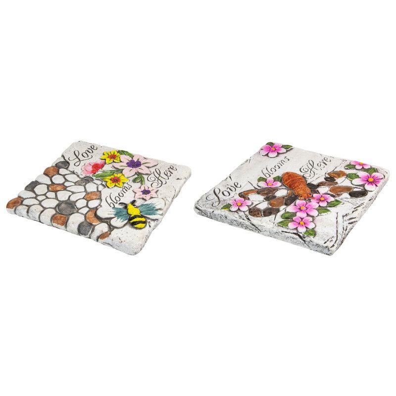 Northlight Seasonal Love Blooms Here' Floral Outdoor Garden Stones ... pertaining to Unveiling the Beauty of Set of 2 Love my Garden and Home Sweet Home Floral Outdoor Garden Stones 7
