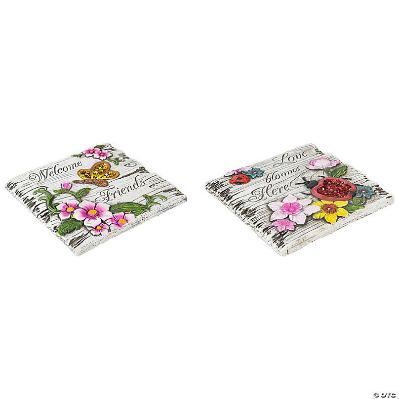 Northlight Set Of 2 Love Blooms And Welcome Friends Floral Outdoor ... regarding Set Of 2 Love Blooms And Welcome Friends Floral Outdoor Garden Stones 7"