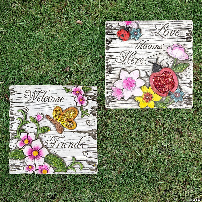 Northlight Set Of 2 Love Blooms And Welcome Friends Floral Outdoor ... within Unveiling the Beauty of Set of 2 Love my Garden and Home Sweet Home Floral Outdoor Garden Stones 7