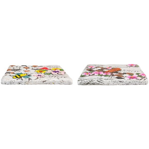 Northlight Set Of 2 'Love Blooms Here' Floral Outdoor Garden Stones 7 ... with Set Of 2 Love My Garden And Home Sweet Home Floral Outdoor Garden Stones 7"