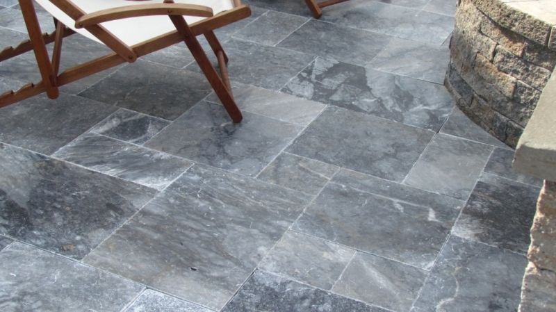 Outdoor Pavers Stone Gallery - Outdoor Stone Ideas - Natural Stone Us with Atlantic Blue Pattern Tumbled Marble Paver, 160 Sft