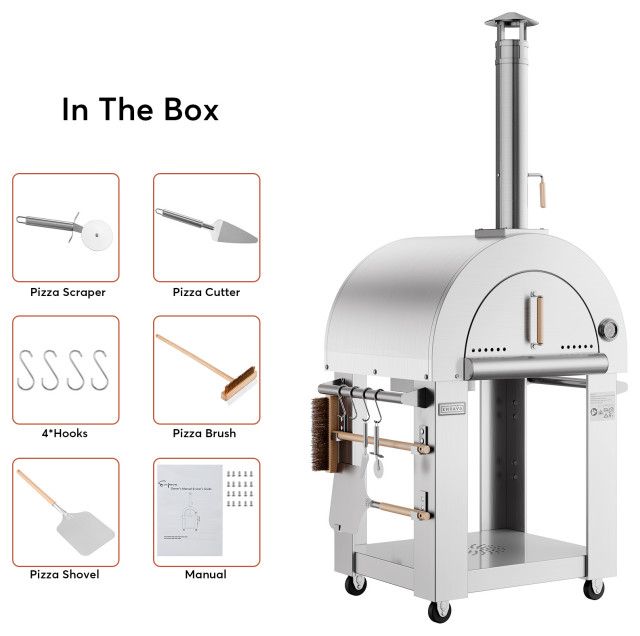 Outdoor Pizza Oven With Open Shelf And Wheels, Portable Wood Fired Pizza Maker - Rustic ... for Maintaining Your Wood Fired Pizza Oven Longevity and Care Tips