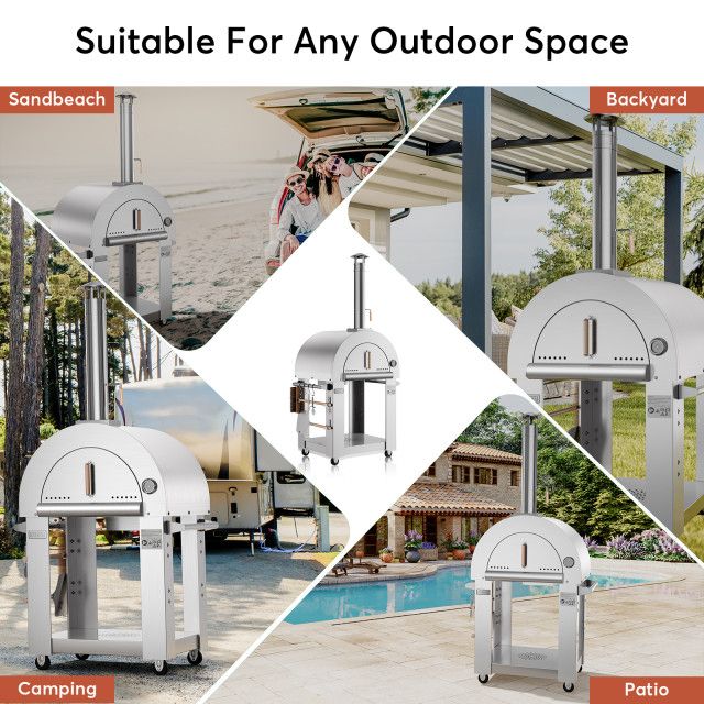 Outdoor Pizza Oven With Open Shelf And Wheels, Portable Wood Fired Pizza Maker - Rustic ... for Maintaining Your Wood Fired Pizza Oven Longevity and Care Tips