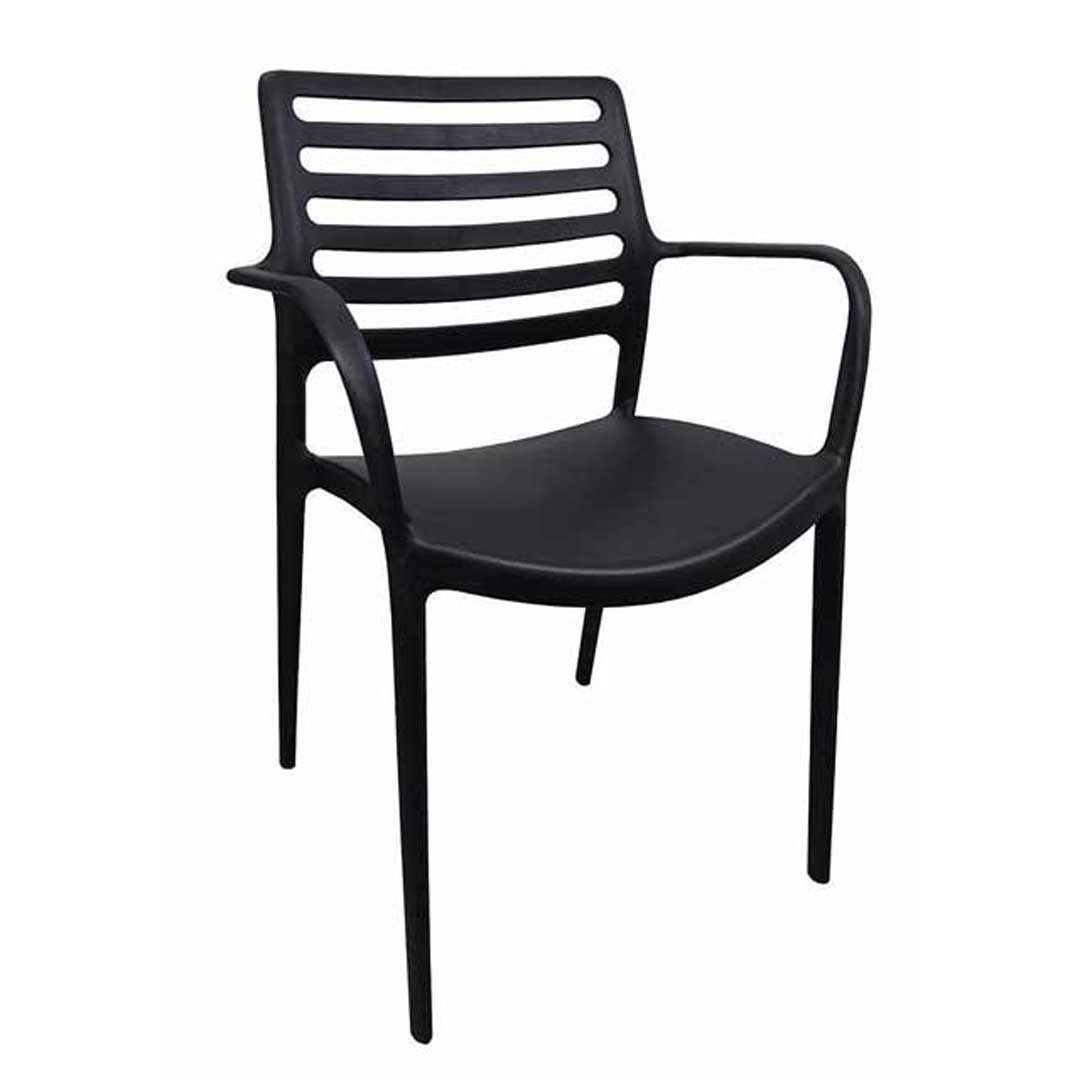 Outdoor Plastic Stackable Armchair Dining Furniture Chair Black Louise with Comparing Outdoor Armchair Materials and Designs
