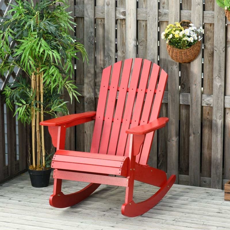 Outsunny Wooden Adirondack Rocking Chair With Slatted Wooden Design ... in The Ultimate Guide to Building Your Own Slatted Wood Adirondack Chair