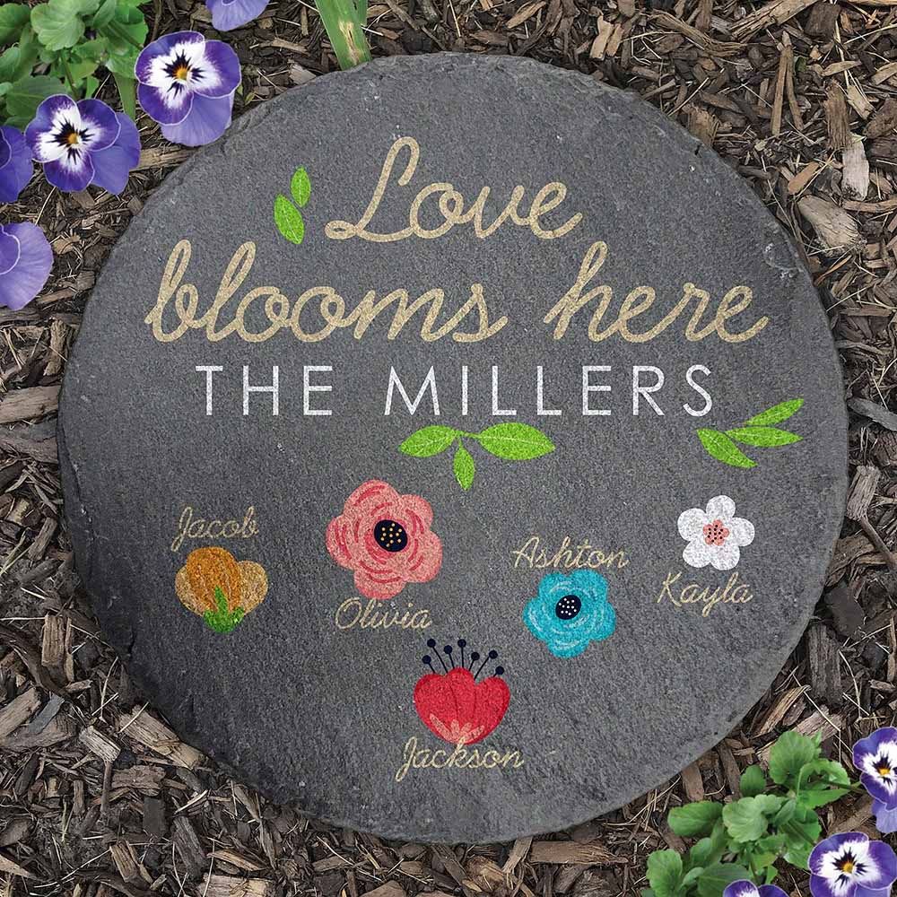 Personalized Love Blooms Here Round Slate Stone within Beyond Decoration Exploring the Symbolic Meaning of Garden Stones with 'Love Blooms Here